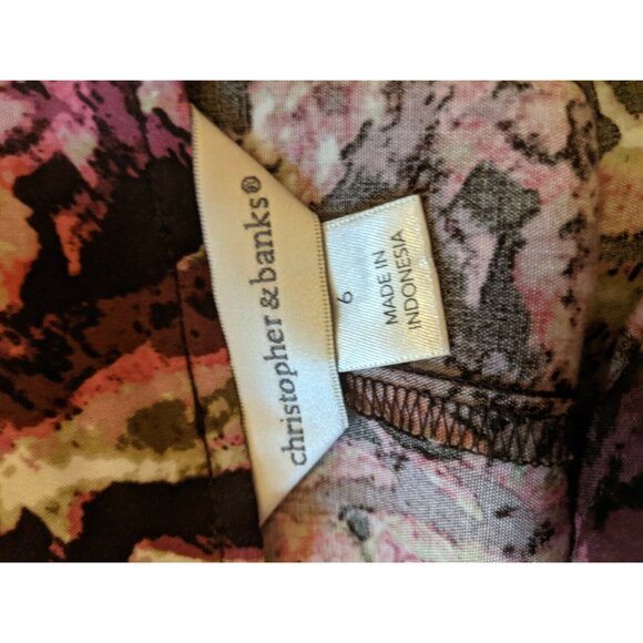 CJ Banks Christopher Skirt 6 Pink Brown Modest Womens Aline - Picture 4 of 7